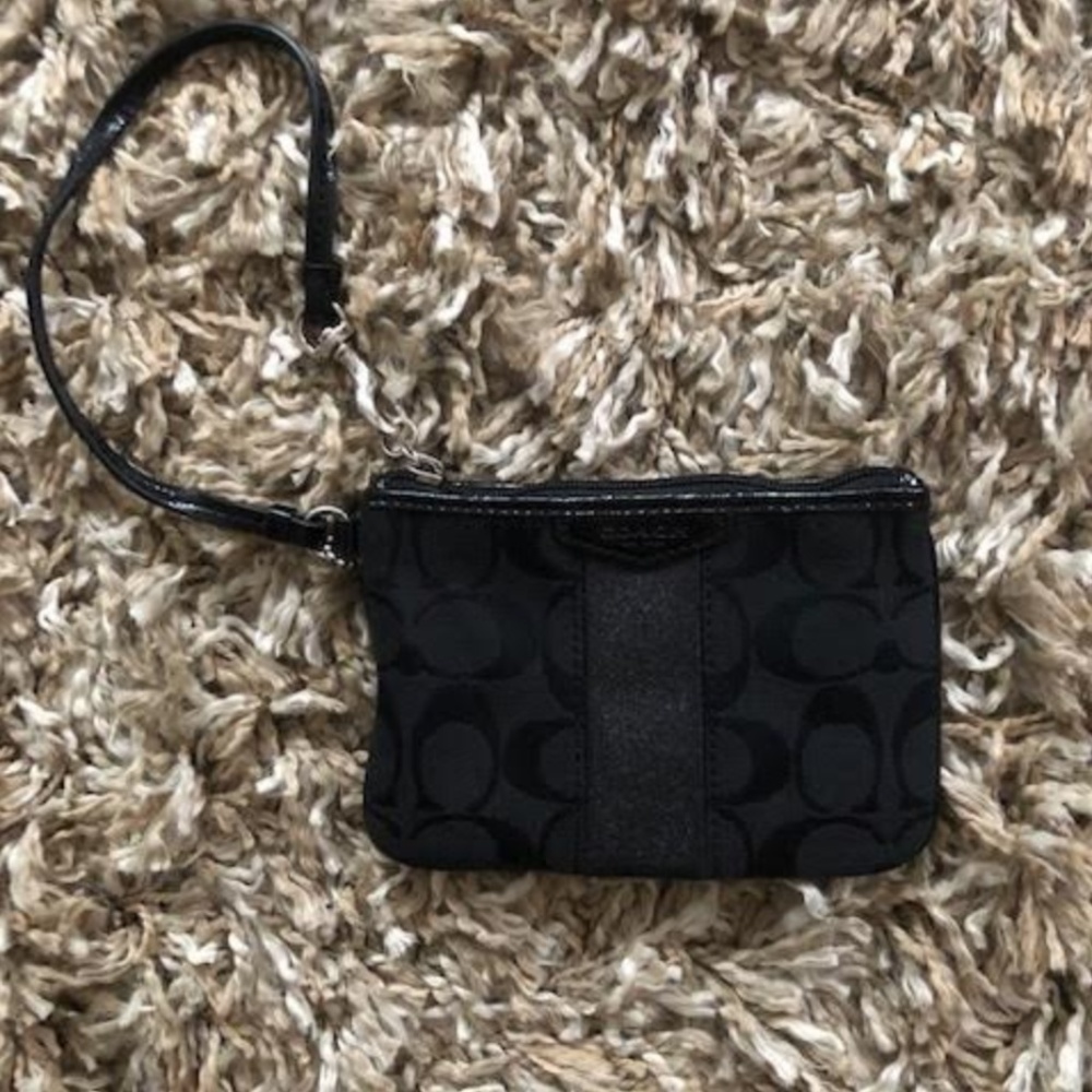 Jet Black Coach Mini Wristlet